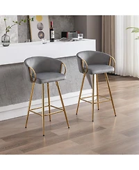Streamdale 2-Piece 30" Velvet Barstools with Chrome Footrest