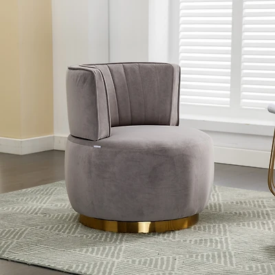 Streamdale Velvet Swivel Barrel Chairs for Living Room or Office
