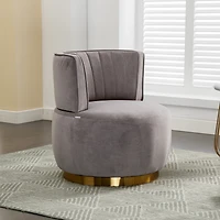 Streamdale Velvet Swivel Barrel Chairs for Living Room or Office