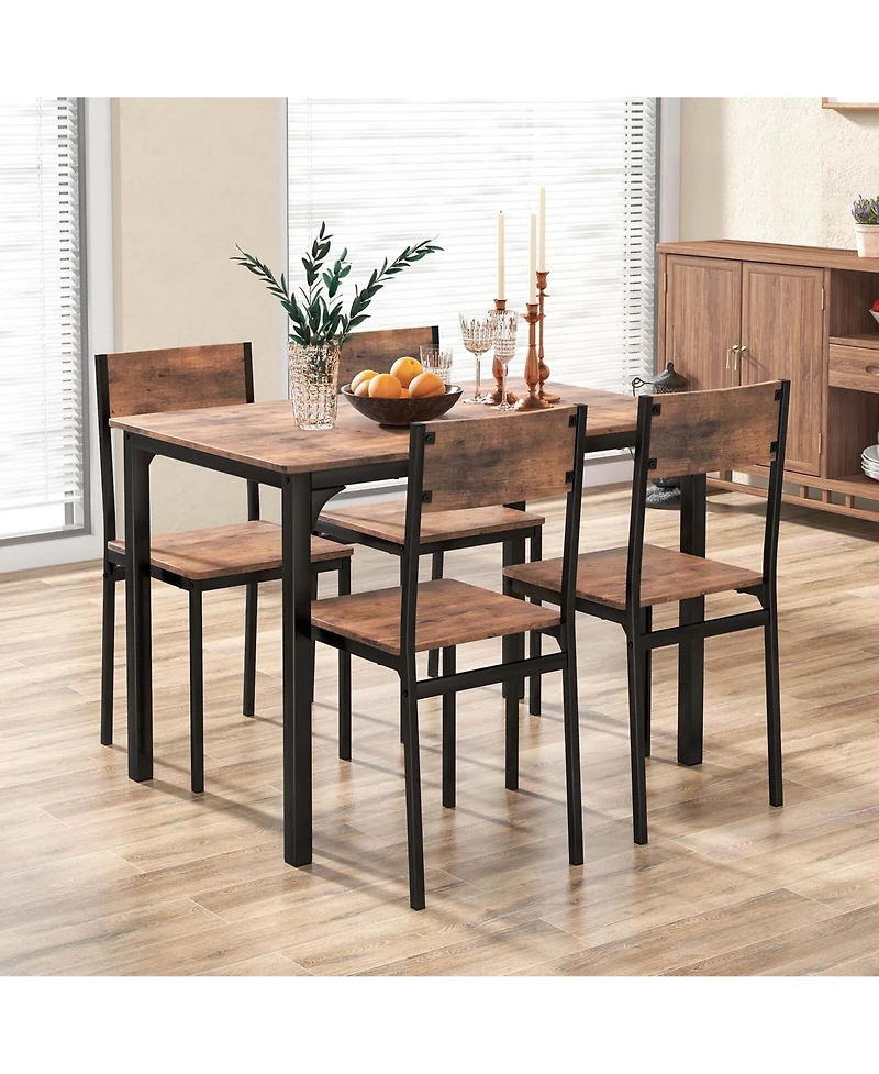 5 Piece Dining Table Set Industrial Style Kitchen Table & Chairs for 4