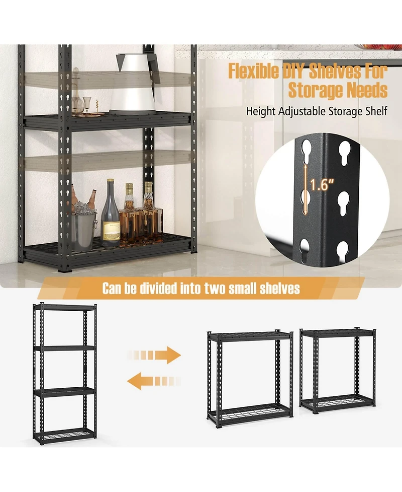 Pcs 4-Tier Metal Shelving Unit Heavy Duty Wire Storage Rack with Anti-slip Foot Pads
