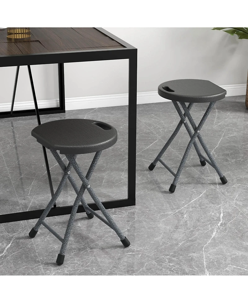 1 Pcs 18"H Folding Stool Portable & Foldable Camping Chair with Built-in Handle