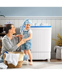 Portable Washing Machine 17.6 lbs Twin Tub Laundry Washer with Drain Pump