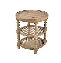 Streamdale Furniture D23.5 X 25" Round 3-Tiered Side Tabel, Natural End Tabel For Lving Room Bedroom Entryway, Brown