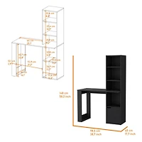 Streamdale Peterson Computer Desk With 4-Tier Bookcase And 1-Door Cabinet Black