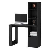 Streamdale Peterson Computer Desk With 4-Tier Bookcase And 1-Door Cabinet Black