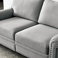 Streamdale Furniture Linen Fabric Upholstery With Storage Loveseat (Grey)