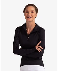 BloqUV Women's Upf 50+ Sun Protective Mock Zip Top