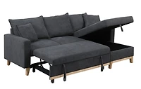 Streamdale Furniture Colton Dark Gray Woven Reversible Sleeper Sectional Sofa With Storage Chaise