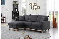 Streamdale Furniture Colton Dark Gray Woven Reversible Sleeper Sectional Sofa With Storage Chaise