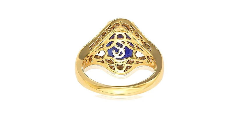 Suzy Levian New York Sterling Silver Cubic Zirconia Oval & Pear Three Stone Ring