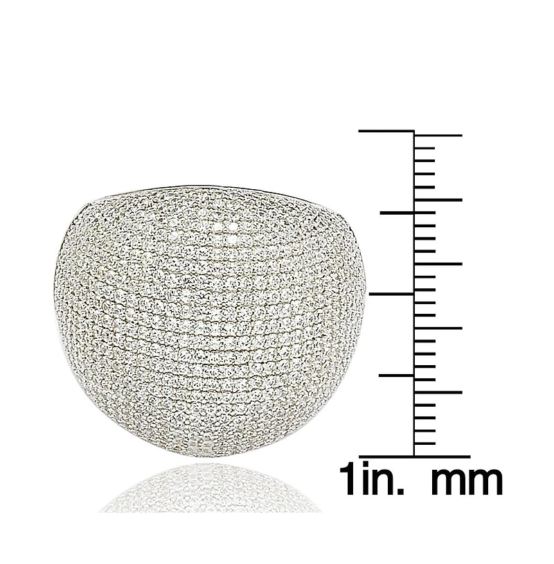 Suzy Levian Sterling Silver Cubic Zirconia Large Pave Dome Ring