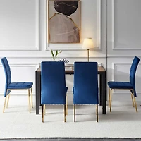 Streamdale Blue Velvet Dining Set with Golden Legs
