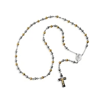Bling Jewelry Religious Christian Two Tone Holy Mother Virgin Mary Rosary Prayer Round Ball Beaded Link Chain Jesus Crucifix Gold Plated Stainless Ste