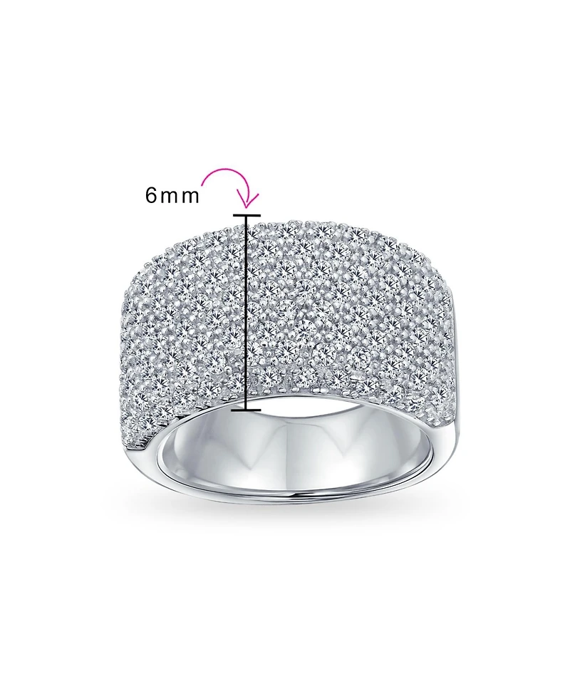 Bling Jewelry Micro Pave Cubic Zirconia Cocktail Wide Cz Statement 1/2 Eternity Band Ring Rose Gold Plated .925 Sterling Silver