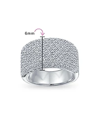 Bling Jewelry Micro Pave Cubic Zirconia Cocktail Wide Cz Statement 1/2 Eternity Band Ring Rose Gold Plated .925 Sterling Silver