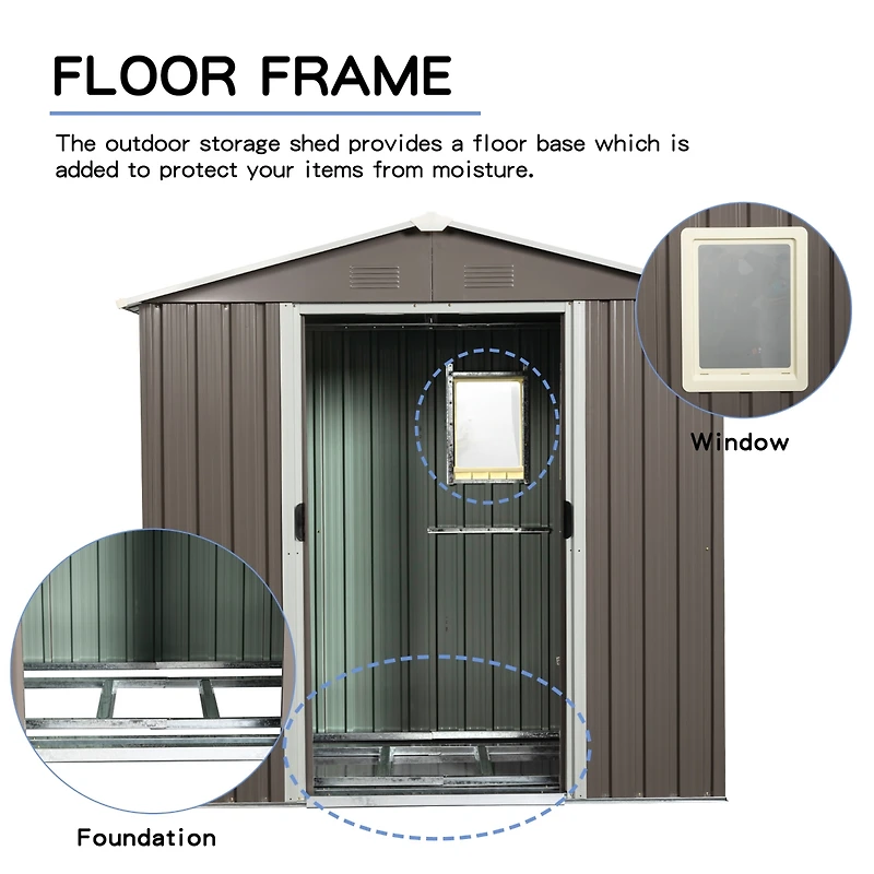 Streamdale 8FT X 4FT Outdoor Metal Storage Shed With Window
