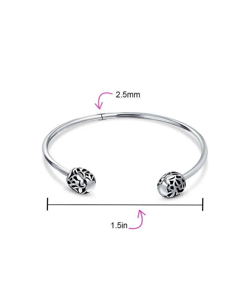 Bling Jewelry Love Message Filigree Screw Clasp Starter Charm Cuff European Beads Bangle Bracelet Sterling Silver