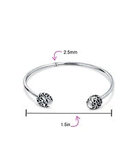 Bling Jewelry Love Message Filigree Screw Clasp Starter Charm Cuff European Beads Bangle Bracelet Sterling Silver