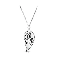 Bling Jewelry 2 Pcs Bff Split Heart Puzzle Pendant Necklace in Sterling Silver