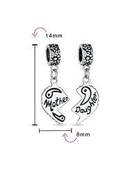 Bling Jewelry Mom Daughter Puzzle Heart Dangle Charm Bead Sterling Silver for European Bracelet