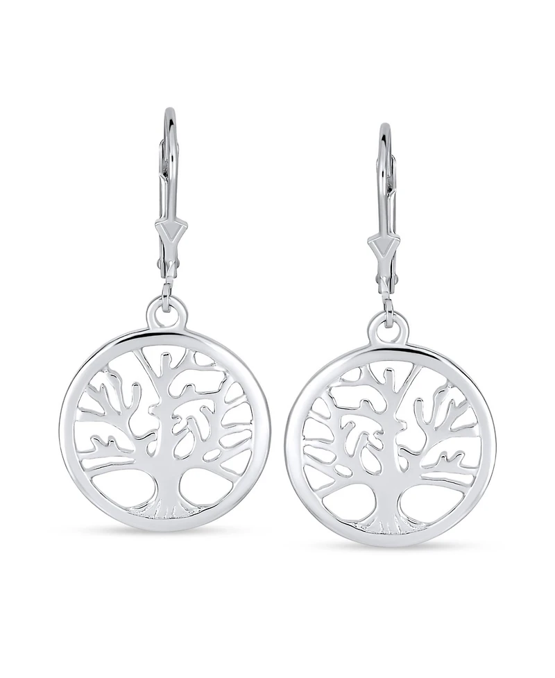 Bling Jewelry Oval Disc Tree of Life Dangle Earrings 14K Rose Gold Plated Sterling Silver