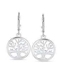 Bling Jewelry Oval Disc Tree of Life Dangle Earrings 14K Rose Gold Plated Sterling Silver
