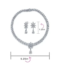 Bling Jewelry Jewelry Set Art Deco Marquise Leaf Cz Choker Necklace and Drop Chandelier Earrings