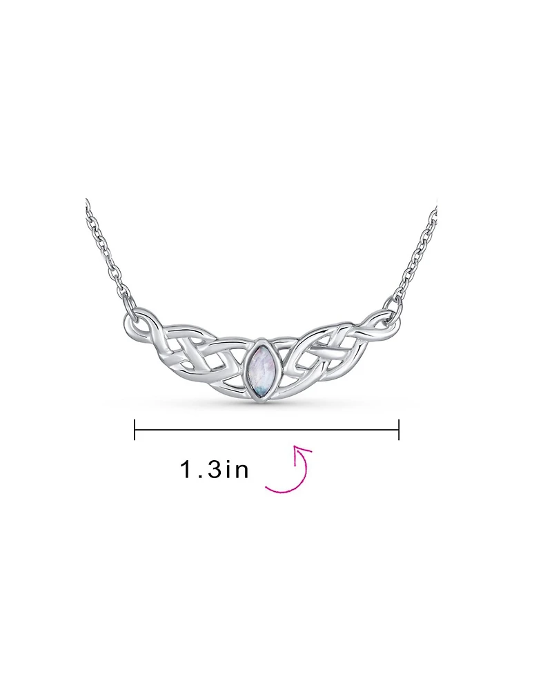 Bling Jewelry Irish Bff Celtic Trinity Friendship Love Knot Color Changing Natural Moonstone Necklace Station Pendant Sterling Silver