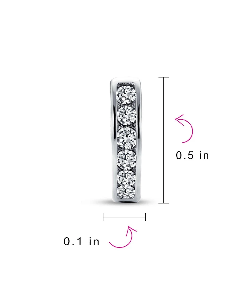 Bling Jewelry Delicate Tiny Cz Channel Set Huggie Hoop Earrings Sterling Silver