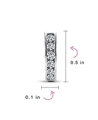 Bling Jewelry Delicate Tiny Cz Channel Set Huggie Hoop Earrings Sterling Silver