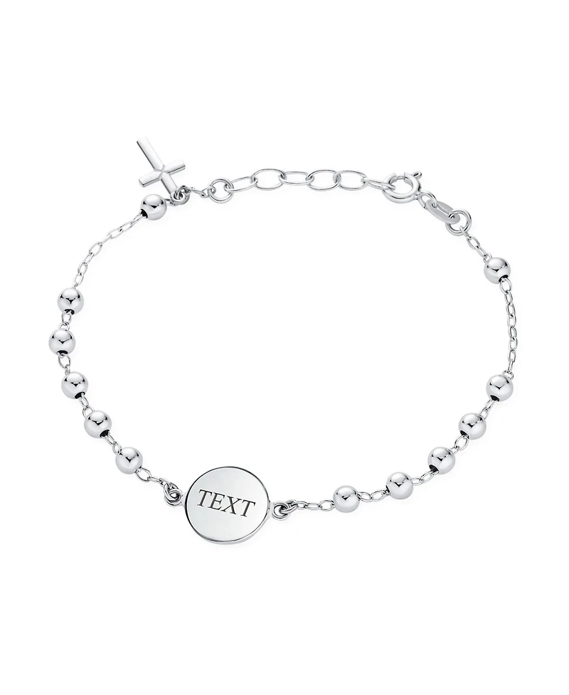 Bling Jewelry Catholic Christian Religious Prayer Beds with Cross Charm Holy Mother Virgin Mary Medal Rosary Bracelet Sterling Silver 7- 8 Inch Adjust