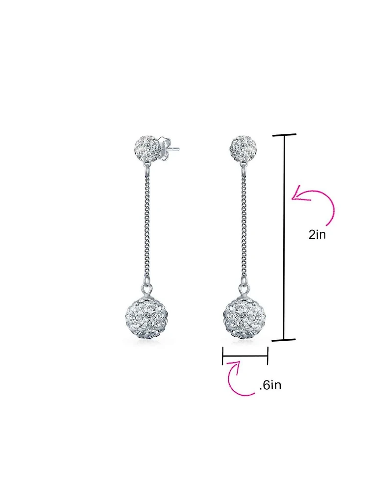 Bling Jewelry Black Red White Crystal Pave Disco Ball Dangle Earrings Sterling Silver