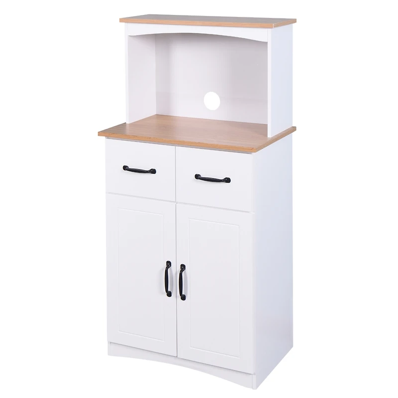 Streamdale White Kitchen Pantry with Microwave Stand and Drawer