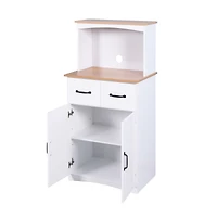 Streamdale White Kitchen Pantry with Microwave Stand and Drawer