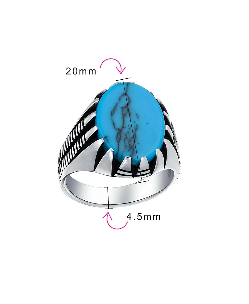 Bling Jewelry Biker Animal Claw Set Large Oval Cabochon Signet Statement Western Ring Oxidized Silver
