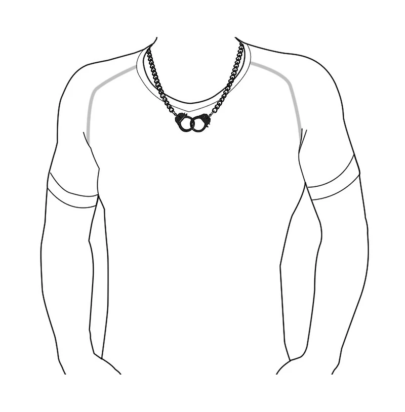 Bling Jewelry Biker Large Statement Chain Handcuff Necklace Black Or Stainless Steel Pendant 20 Inch