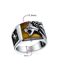 Bling Jewelry Large Roaring Lion Head Ring Solid Oxidized Sterling Silver
