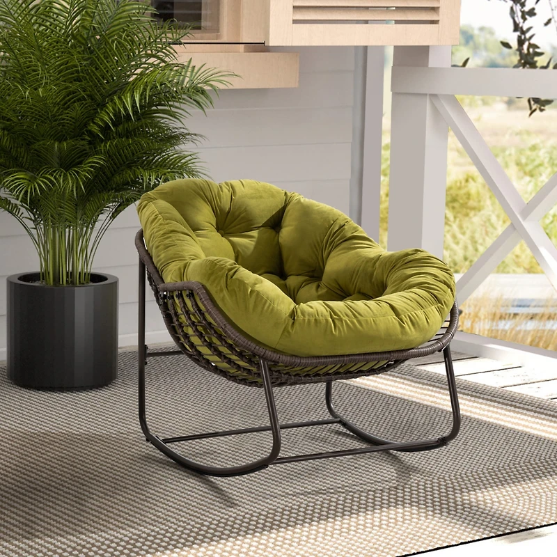 Streamdale Furniture Padded Rattan Rocking Chair, Olive Green
