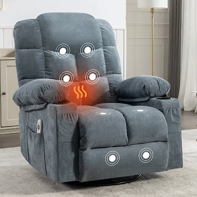Streamdale Oversized Rocker Recliner with Massage, Heat, and Usb