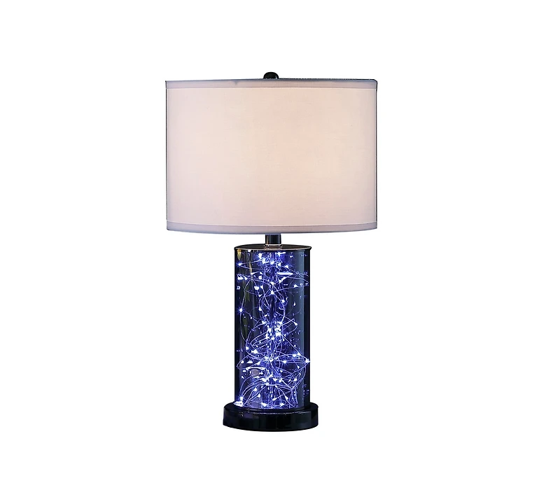 Streamdale Furniture 21.25" In Cynx Led Night Light Mid-Century Glass Black Chrome Table Lamp