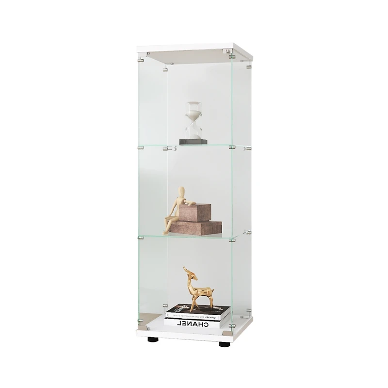 Streamdale Furniture White Glass Display Cabinet with 3 Shelves