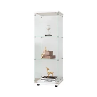 Streamdale Furniture White Glass Display Cabinet with 3 Shelves