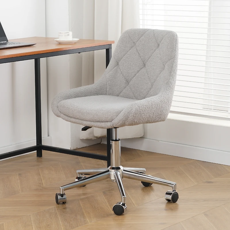 Streamdale Modern Teddy Fleece Dining Chair with Chrome Legs