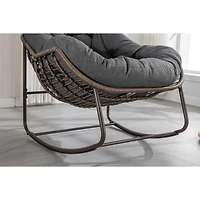 Streamdale Furniture Grey Padded Rattan Outdoor Rocking Chair