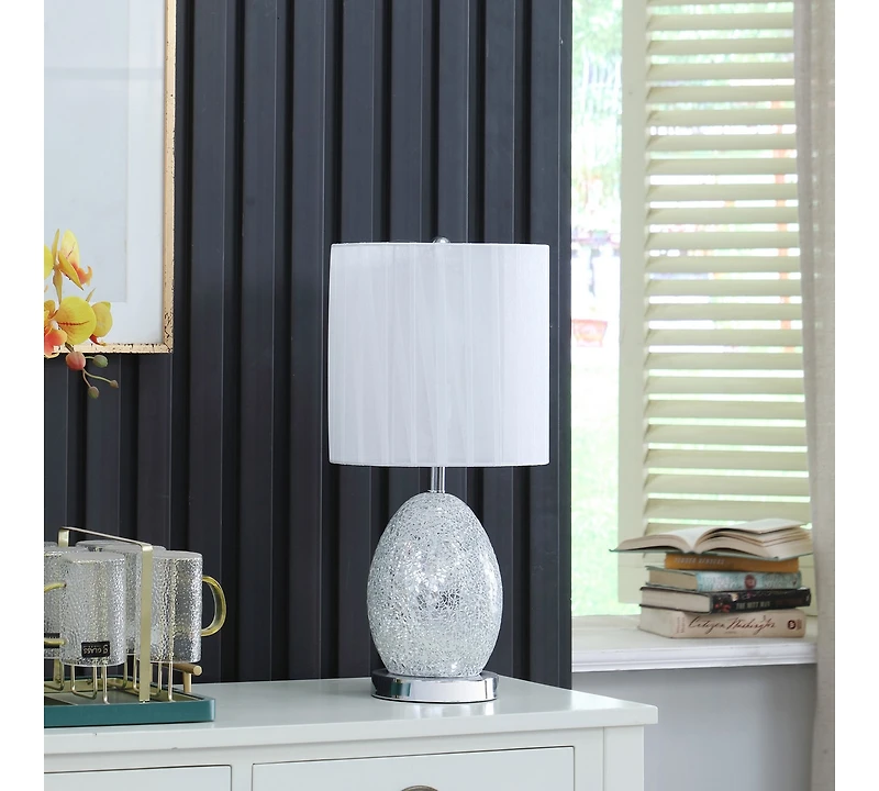 Streamdale 20"In Niels Silver Mirror Glass/Metal Table Lamp with Nightlight