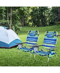 4-Pack Folding Backpack Beach Chair 5-Position Outdoor Reclining Chairs