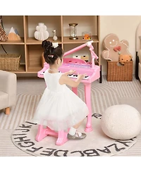 31 Keys Kids Piano Keyboard Toy Toddler Musical Instrument with Stool & Microphone