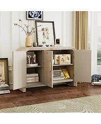 Streamdale Minimalist Curved Sideboard with Gold Handles