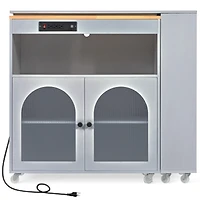 Streamdale Portable Kitchen Island with Led Lights & Storage